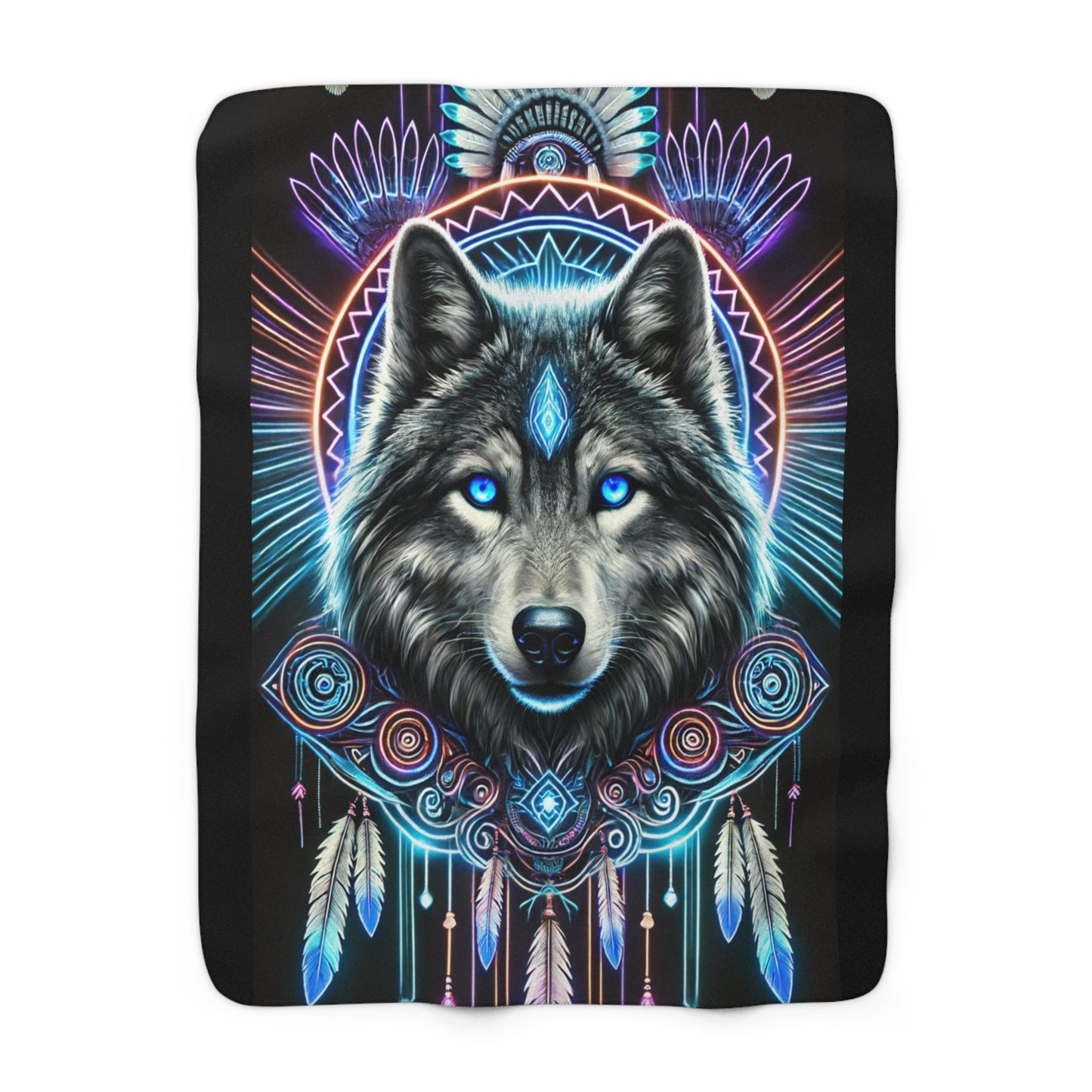 Sherpa Fleece Wolf Blanket
