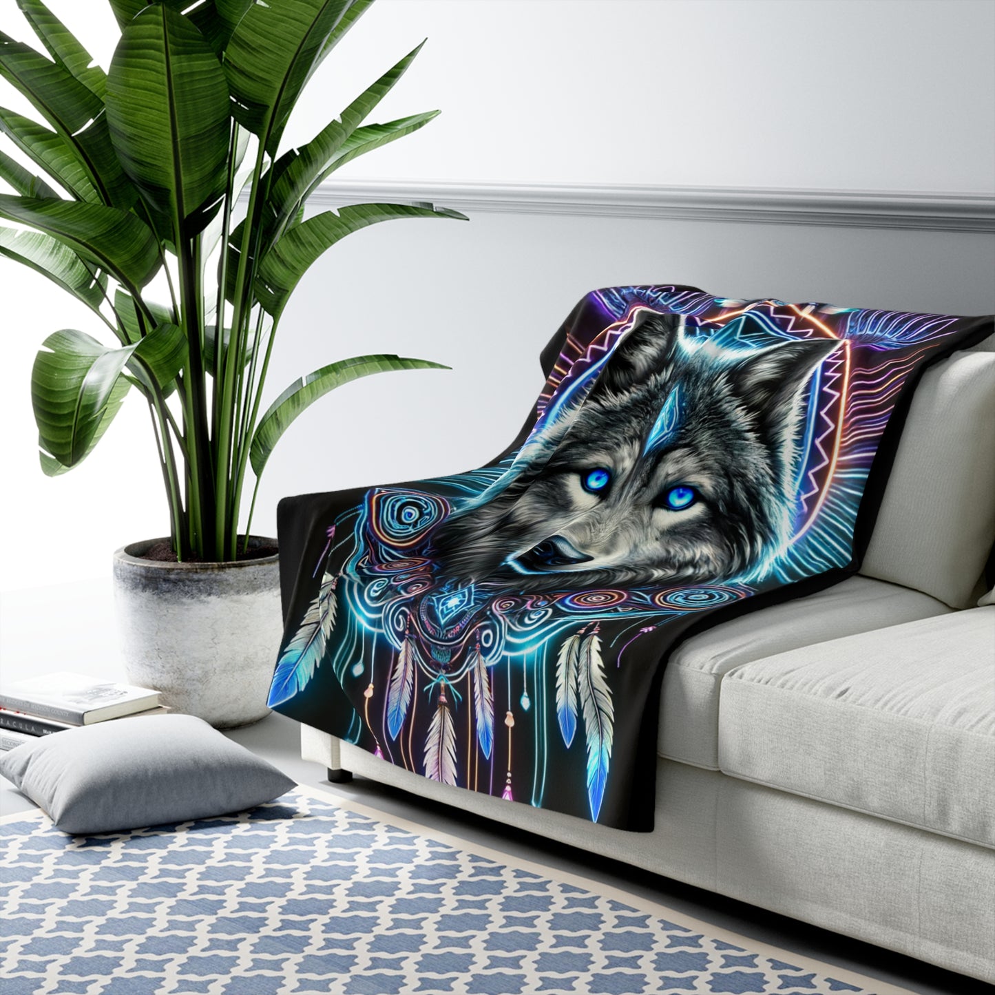 Sherpa Fleece Wolf Blanket