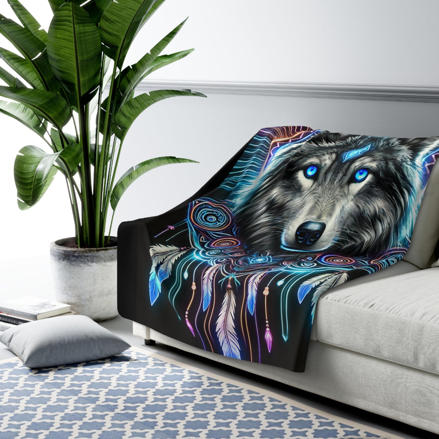 Sherpa Fleece Wolf Blanket