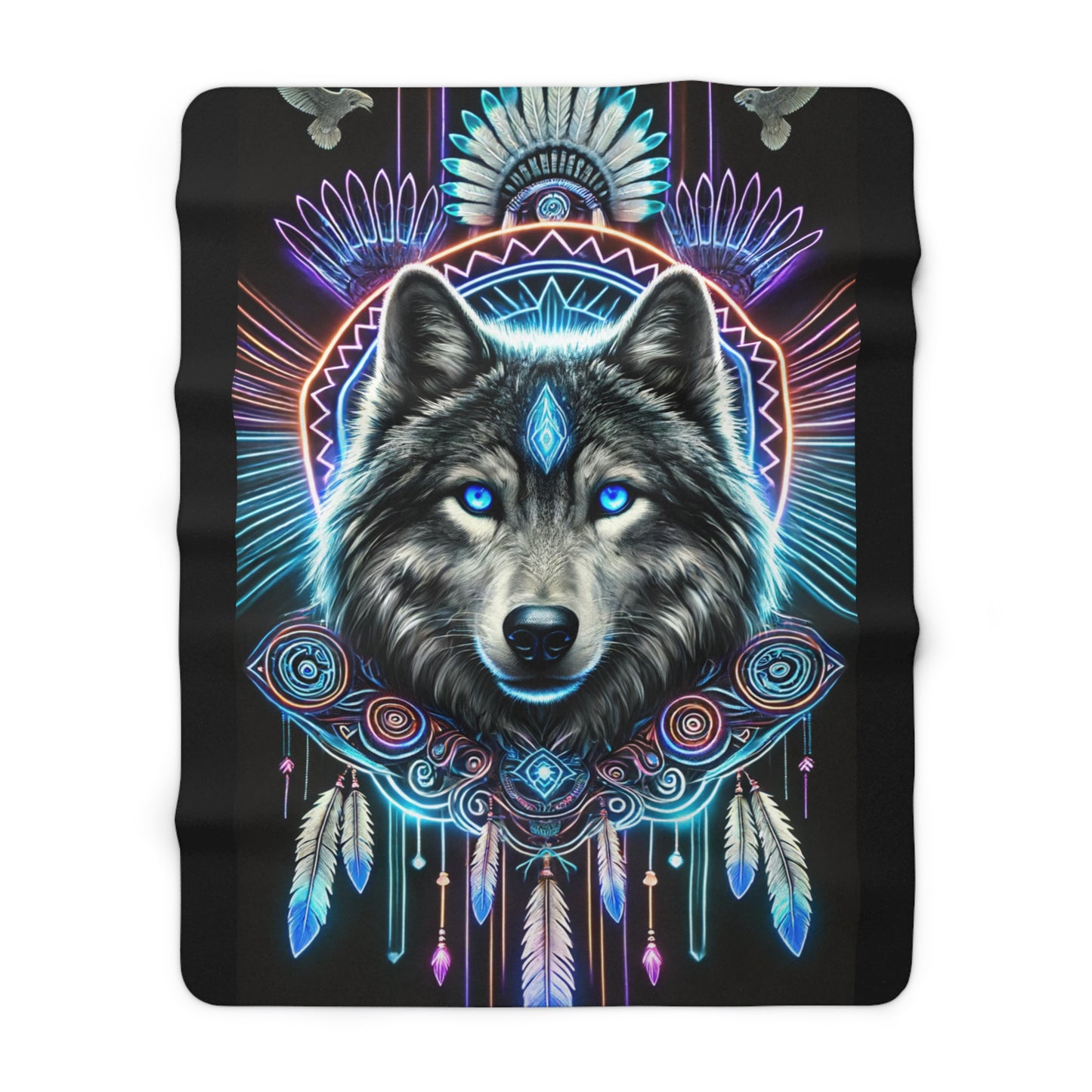 Sherpa Fleece Wolf Blanket